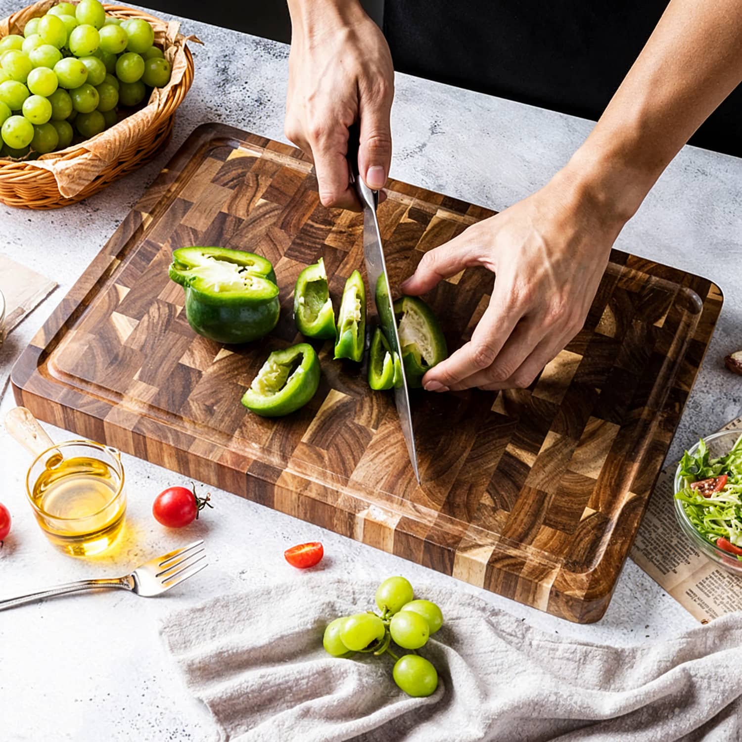Acacia End Grain Cutting Board