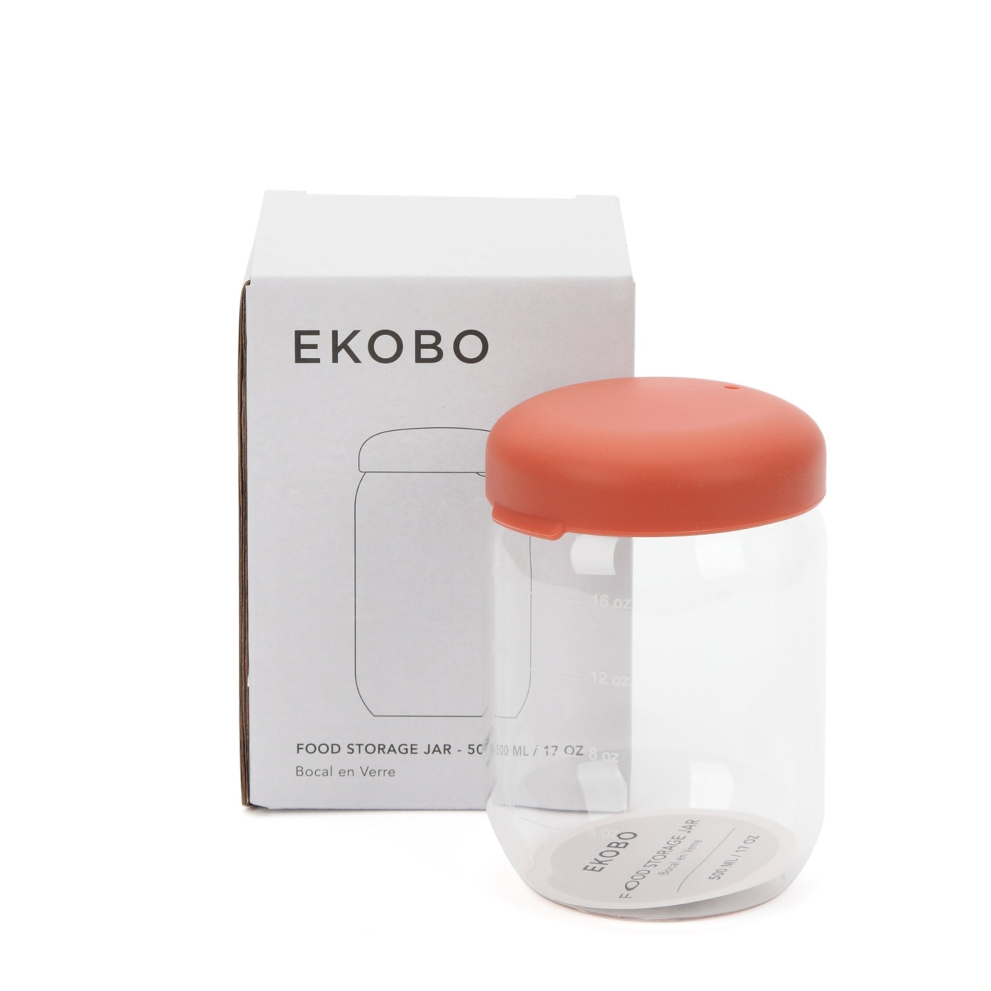 Food Storage Jar in Borosilicate Glass 17 oz - Terracotta