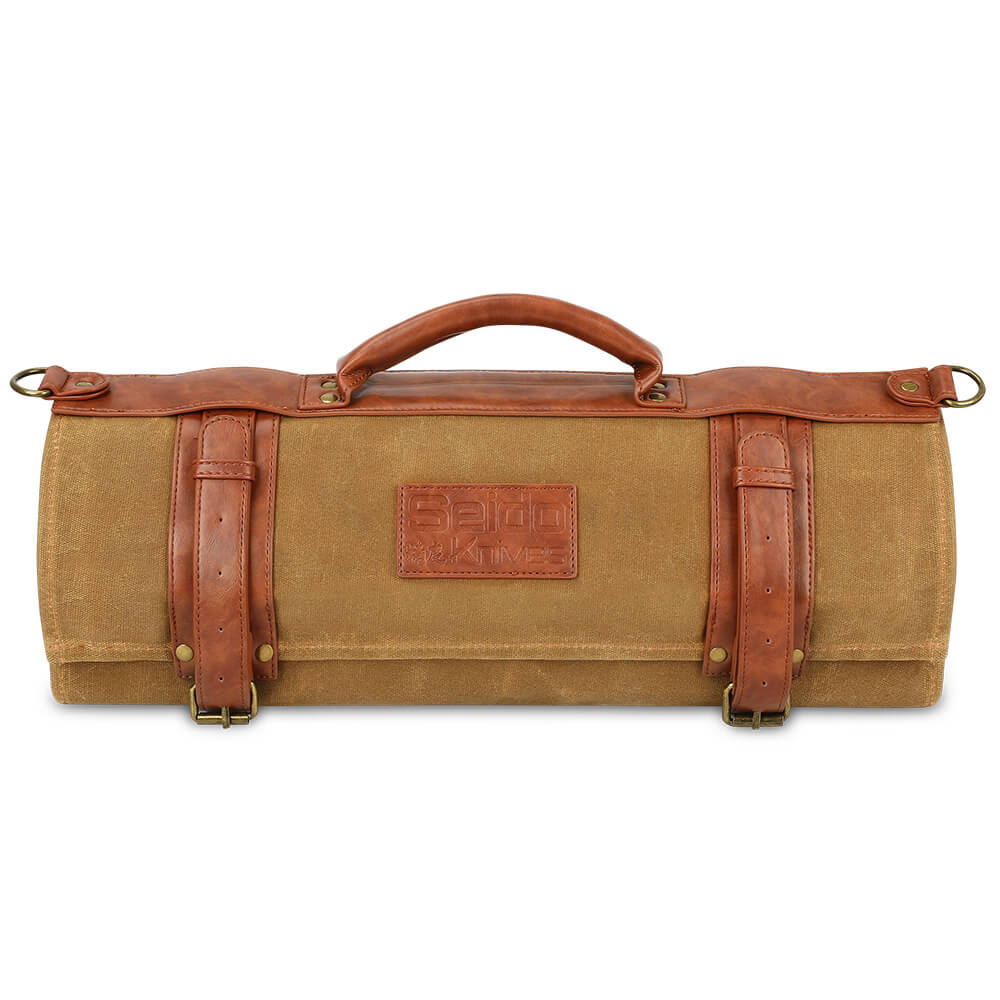 Classic Chef Knife Roll Bag: Brown Canvas