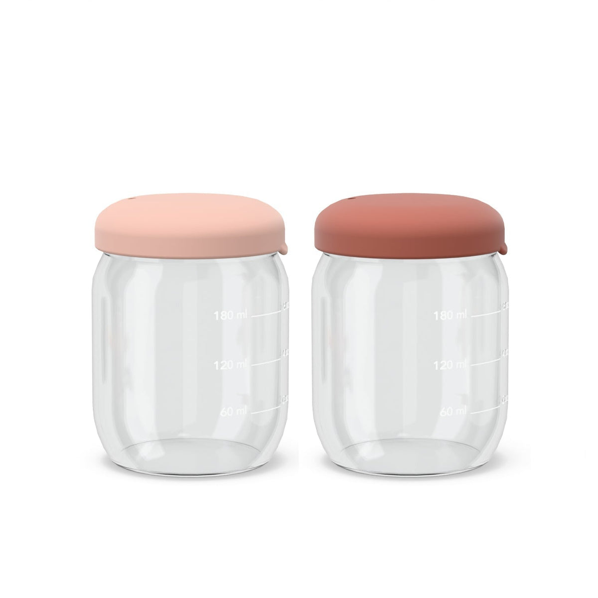 Food Storage Jar Set in Borosilicate Glass 6 oz - Blush / Terracotta