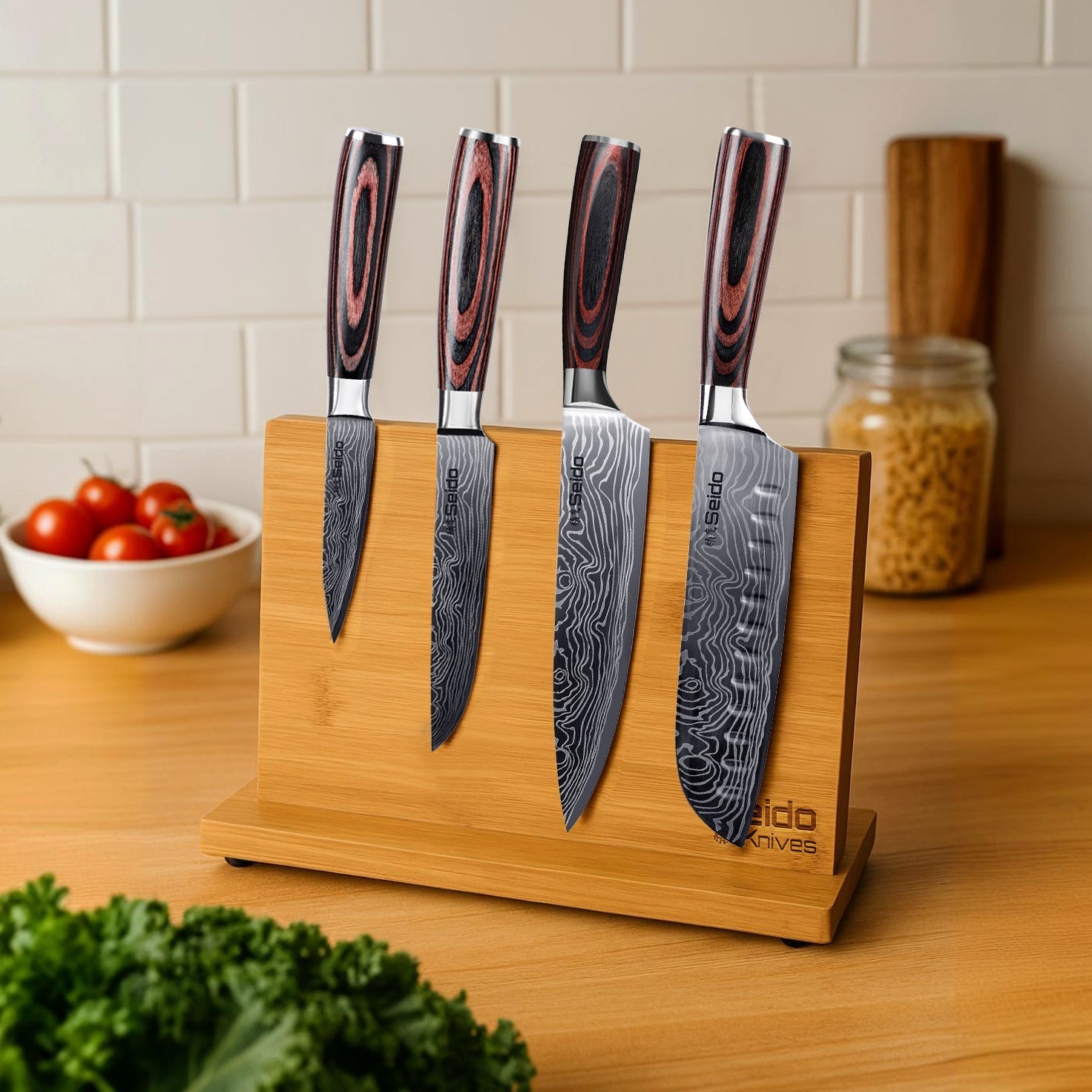 Bamboo Magnetic Knife Block