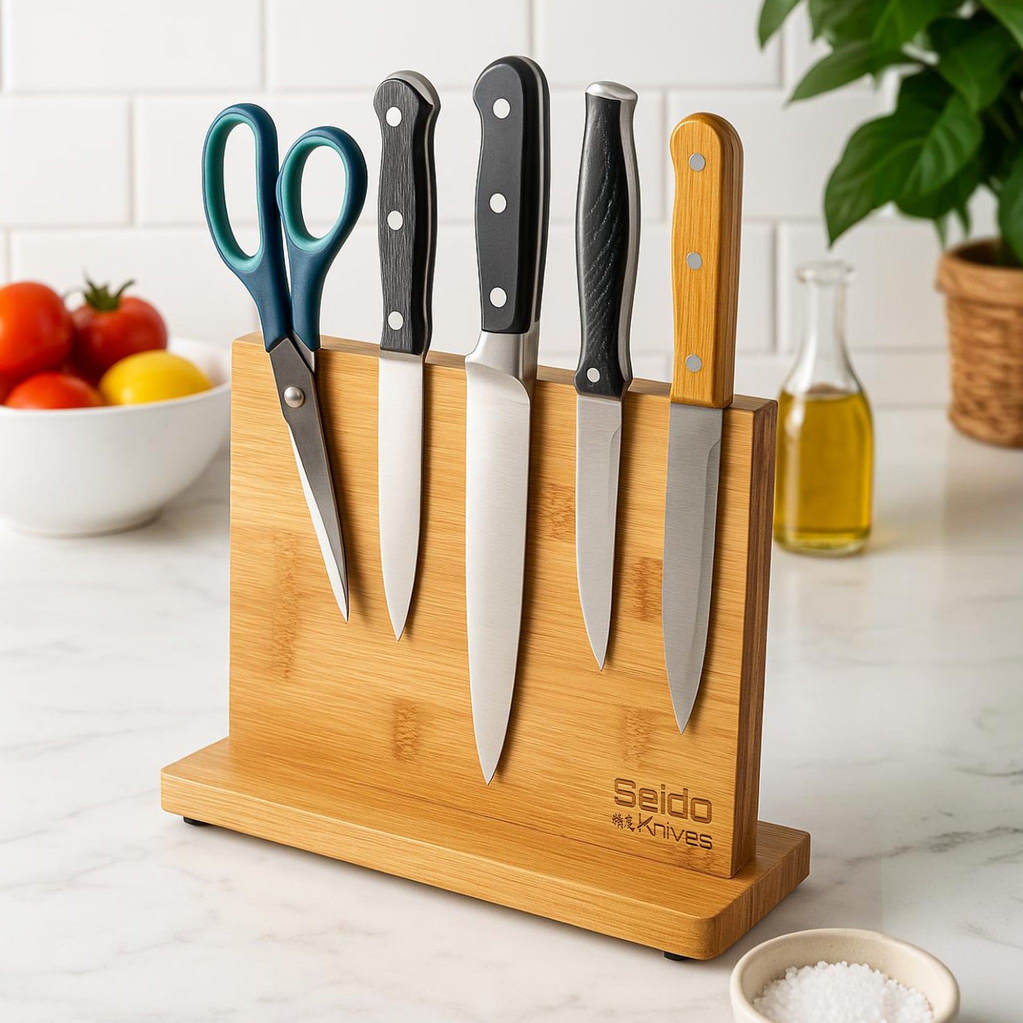 Bamboo Magnetic Knife Block